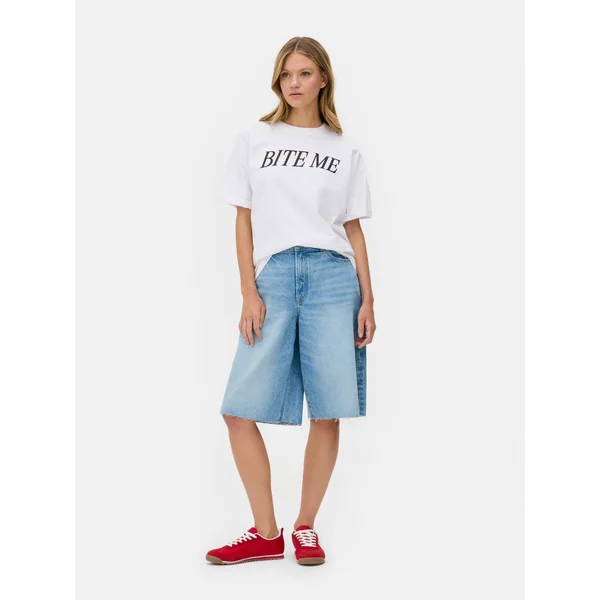 Oversized Slogan Tee - White