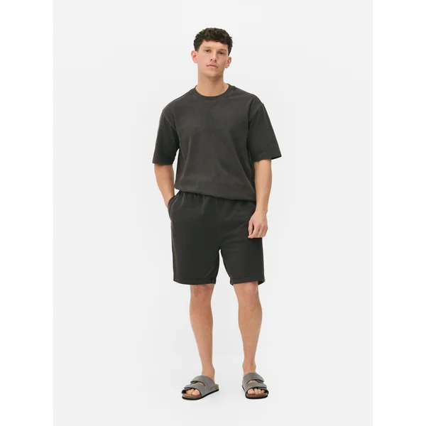 Oversized Stretch Jersey Shorts - Charcoal