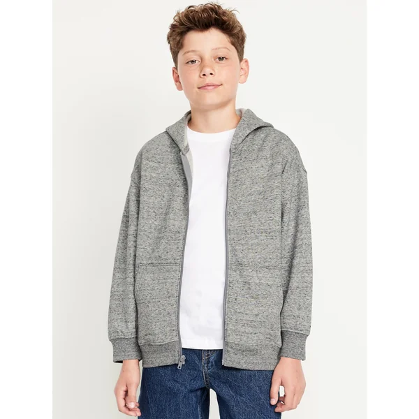 Oversized Zip Hoodie for Boys - Medium Gray Heather