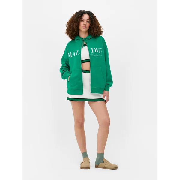 Oversized Zip-Up Hoodie - Green