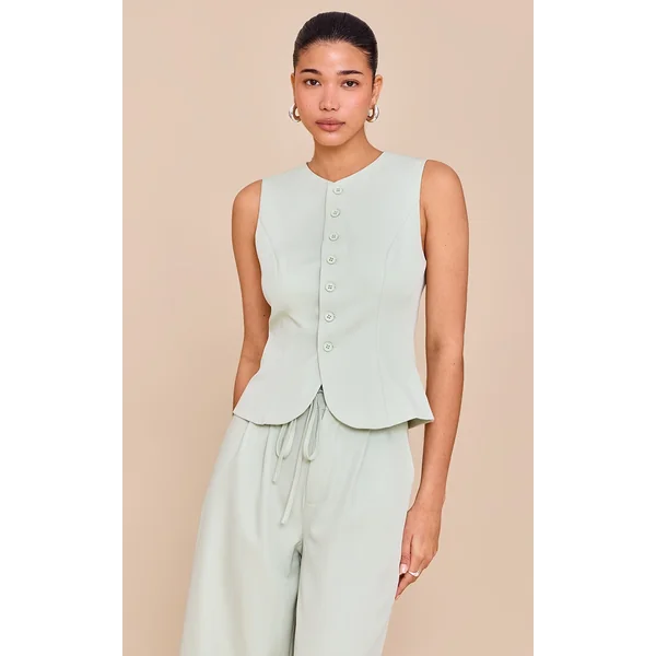 Pale Lime Tailored Woven Vest