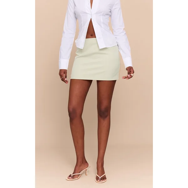 Pale Lime Woven A Line Mini Skirt
