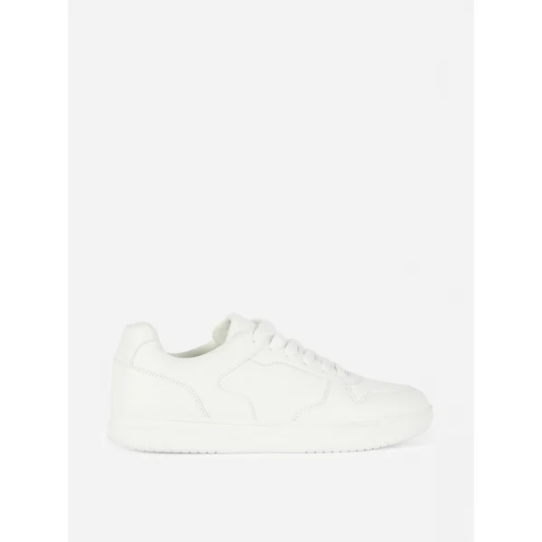 Paneled Low Top Sneakers - White