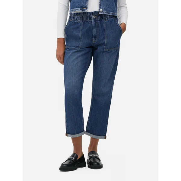 Paperbag Waist Cotton Pants - Indigo