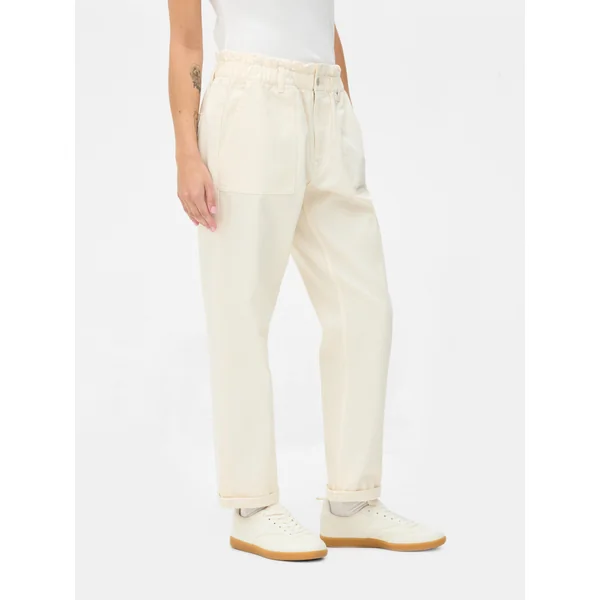 Paperbag Waist Cotton Pants - Ivory