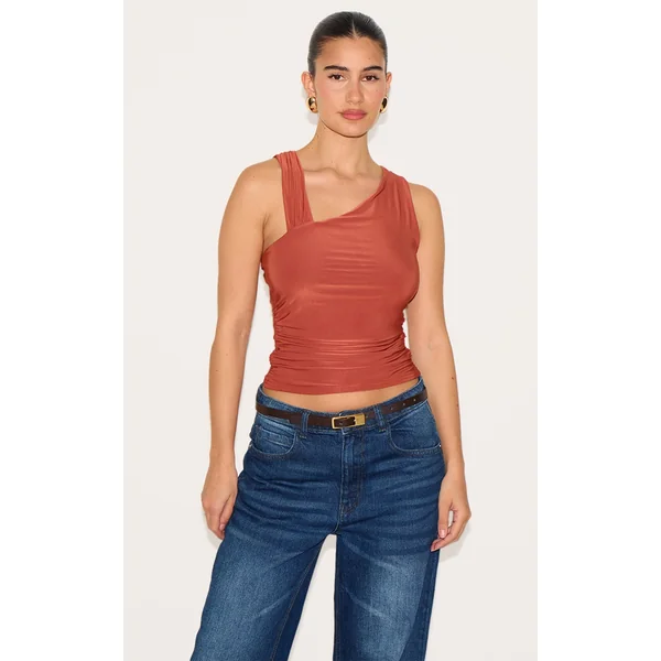 Paprika Asymmetric Strap Detail Vest Top