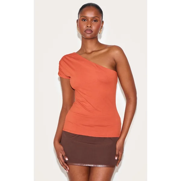 Paprika One Shoulder Asymmetric Top