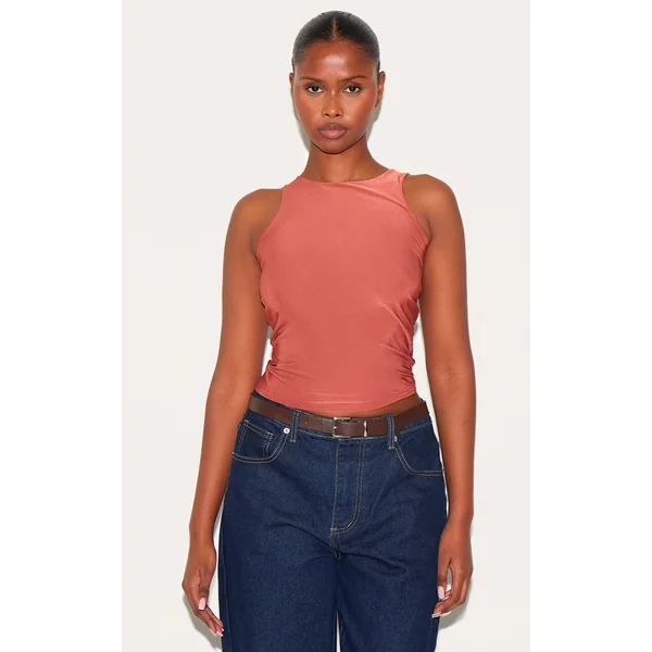 Paprika Soft Touch Asymmetric Hem Racer Vest