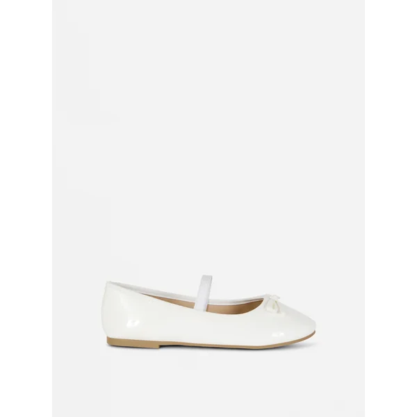 Patent Ballet Flats - White