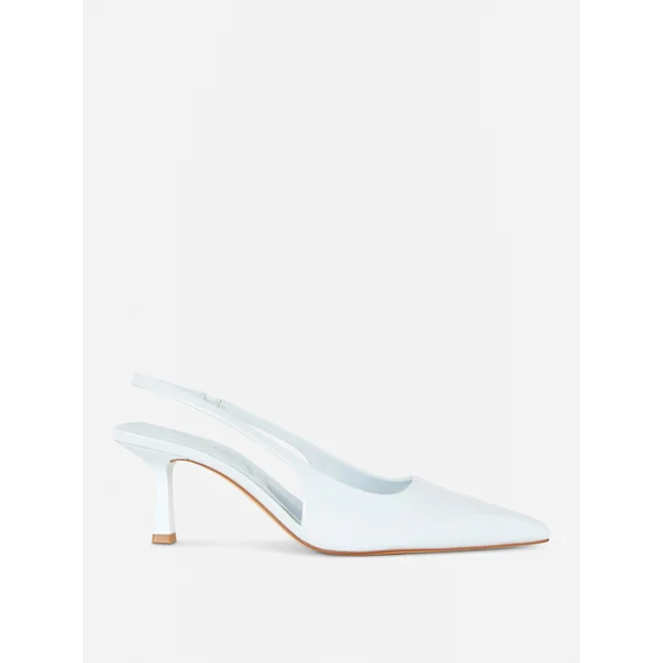 Patent Slingback Court Heels - Light Blue