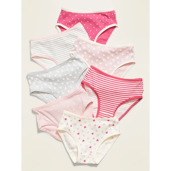 Patterned Underwear 7-Pack for Toddler Girls - Multi Hearts