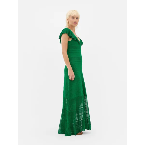 Paula Echevarria Lola V-Neck Maxi Dress - Green