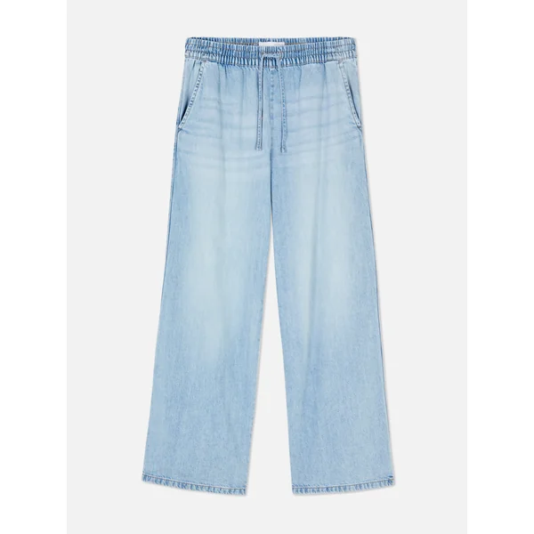 Paula Echevarria Wide Leg Jogger Jeans - Light Blue