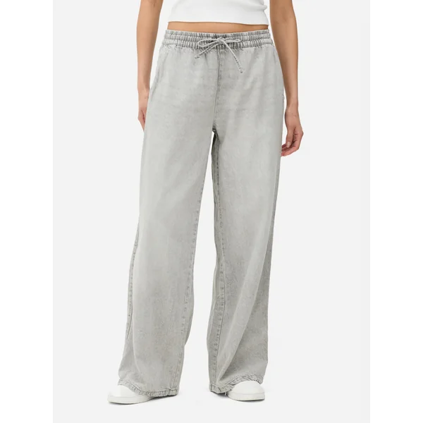 Paula Echevarria Wide Leg Jogger Jeans - Light Gray