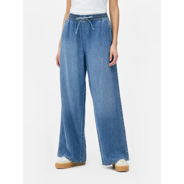 Paula Echevarria Wide Leg Jogger Jeans - Mid Blue