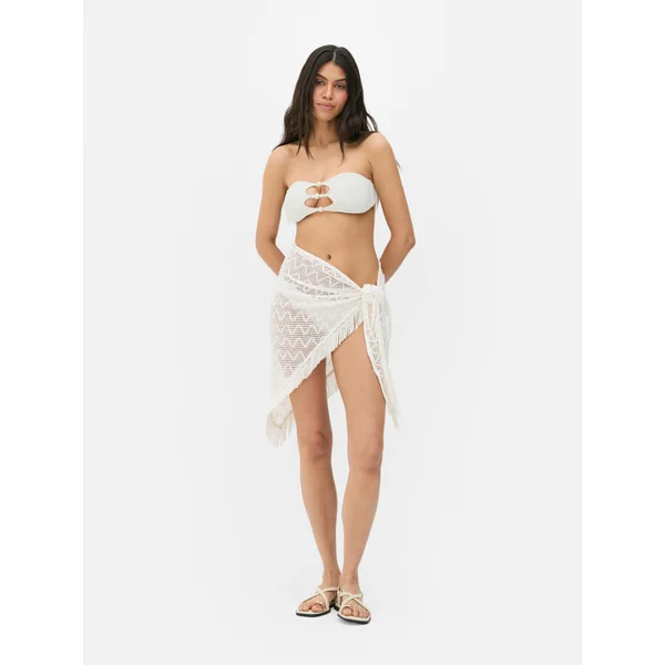 Paula Echevarría Crochet Ruffled Sarong - White