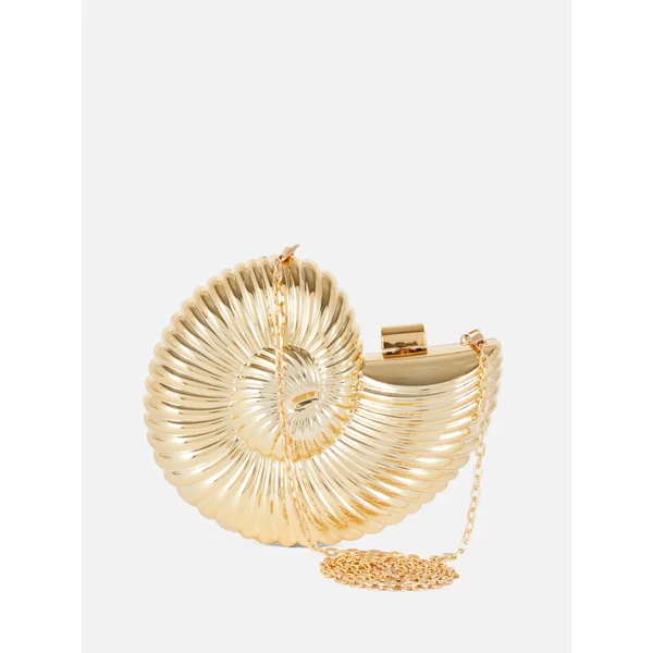 Paula Echevarría Metal Shell Clutch - Gold
