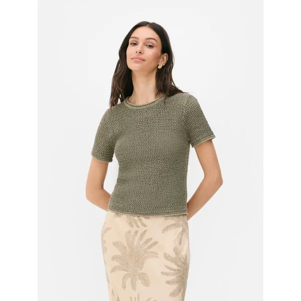 Paula Echevarría Open Weave T-Shirt - Brown