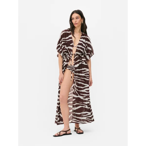 Paula Echevarría Printed Midi Kimono - Brown