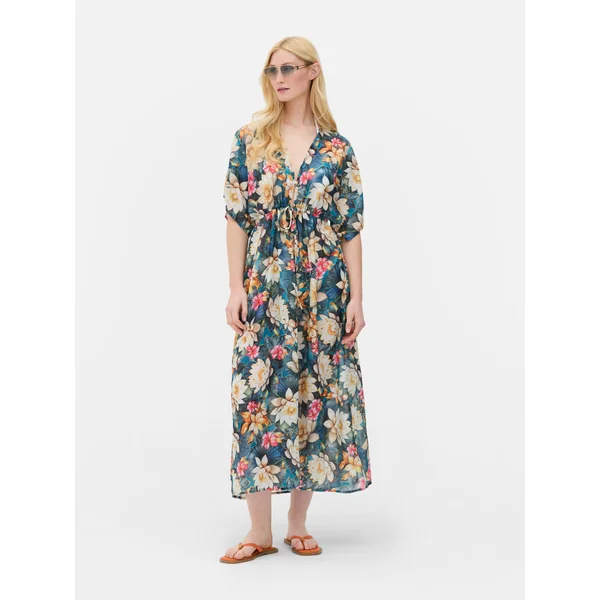 Paula Echevarría Printed Midi Kimono - Teal