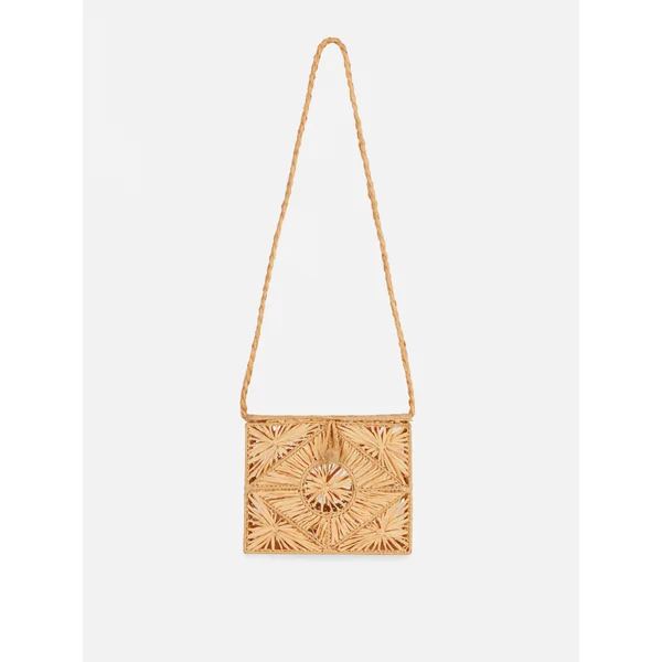 Paula Echevarría Raffia Crossbody Bag - Natural
