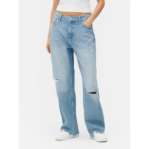 Paula Echevarría Straight Leg Distressed Jeans - Light Blue