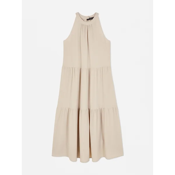 Paula Echevarría Trapeze Tiered Maxi Dress - Sand