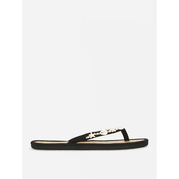 Paula Echévarria Beaded Flip Flops - Black