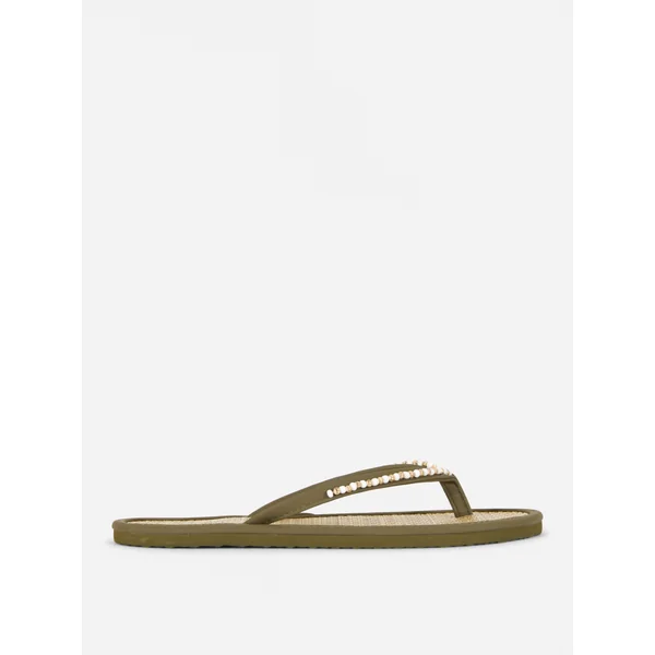 Paula Echévarria Beaded Flip Flops - Olive
