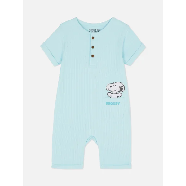 Peanuts Ribbed Snoopy Romper - Blue