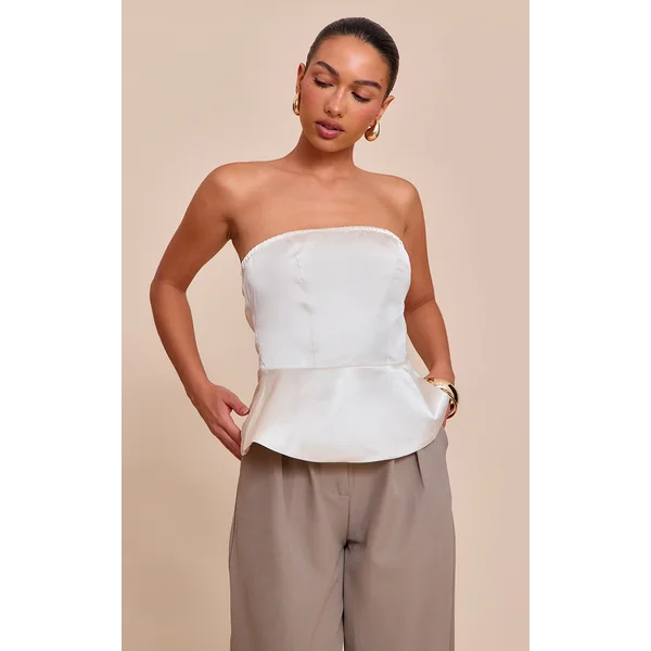 Pearl Satin Peplum Corset