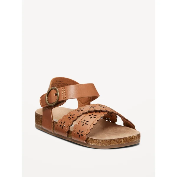 Perforated Faux-Leather Sandals for Baby - Brown