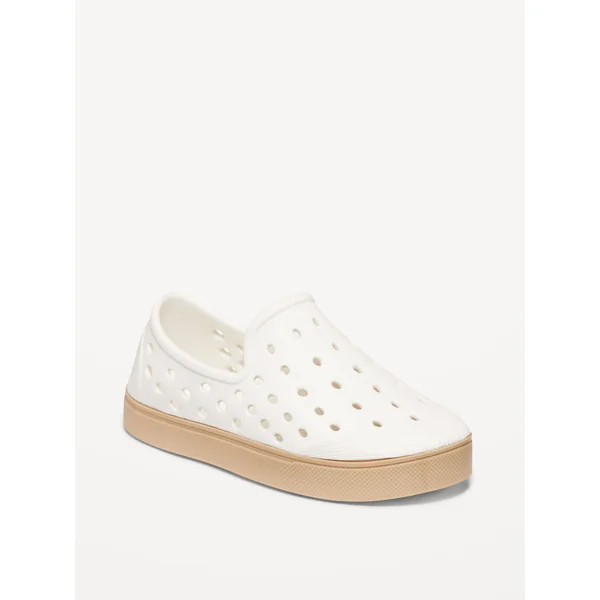 Perforated Slip-On Shoes for Toddler Boys (Partially Plant-Based) - Calla Lily White