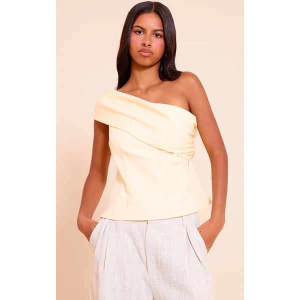Petite Almond Bandeau One Shoulder Fitted Top
