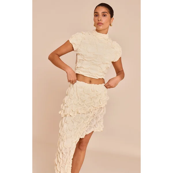 Petite Almond Textured Open Back Top