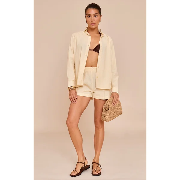 Petite Almond Woven High Rise Shorts