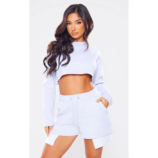 Petite Ash Grey Cropped Sweater