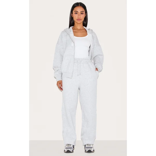 Petite Ash Grey Graphic Detail Straight Leg Sweatpants