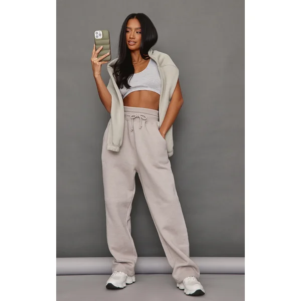 Petite Ash Grey High Waisted Straight Leg Sweatpants