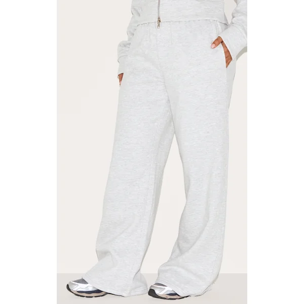 Petite Ash Grey Mid Rise Drawstring Wide Leg Sweatpants