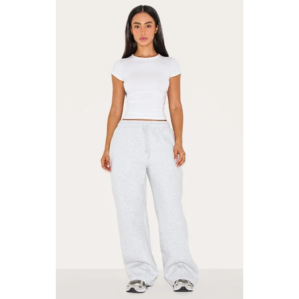 Petite Ash Grey Pintuck Drawstring Straight Leg Sweatpants