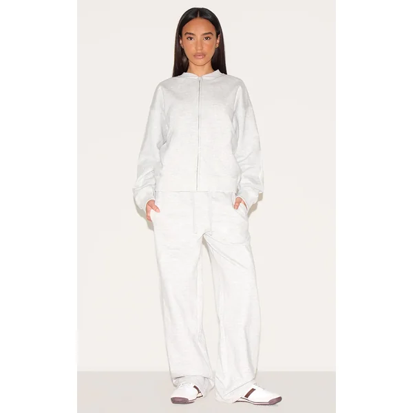 Petite Ash Grey Pocket Detail Wide Leg Sweatpants