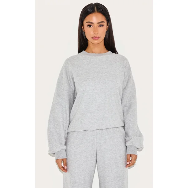 Petite Ash Grey Soft Touch Oversized Sweatshirt