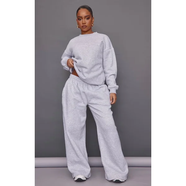 Petite Ash Grey Super Wide Leg Sweatpants