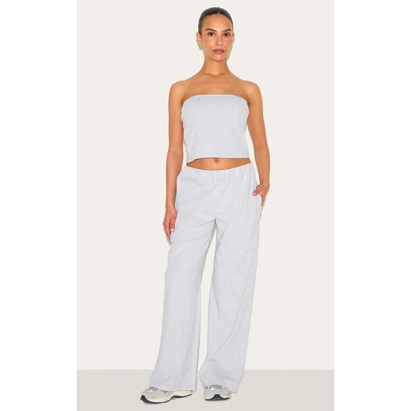 Petite Ash Grey Wide Leg Elasticated Waist Wide Pants