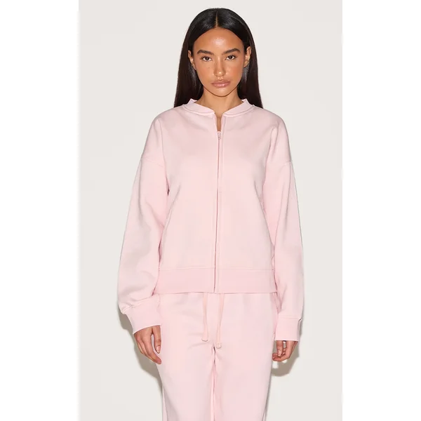 Petite Baby Pink Zip Through Sweatshirt