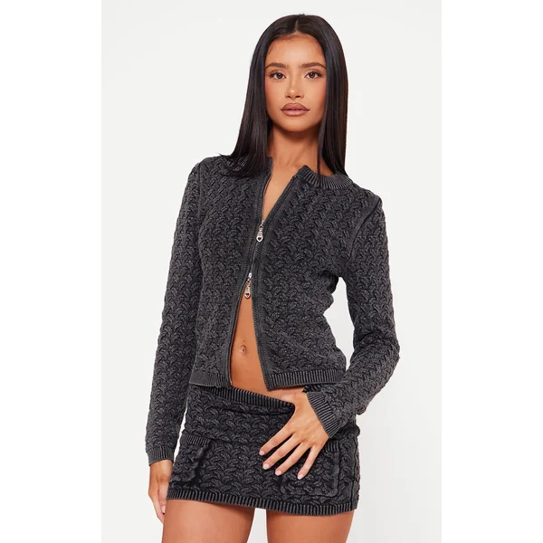 Petite Black Cable Knit Jacket