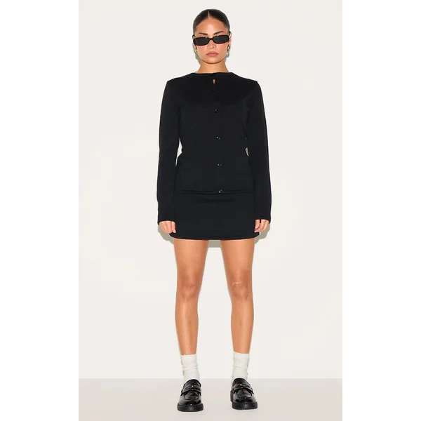 Petite Black Fine Knitted Mini Skirt