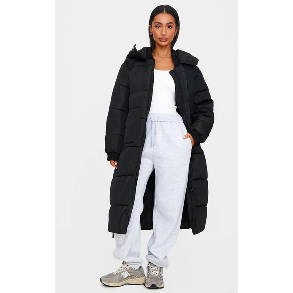 Petite Black Longline Puffer Coat