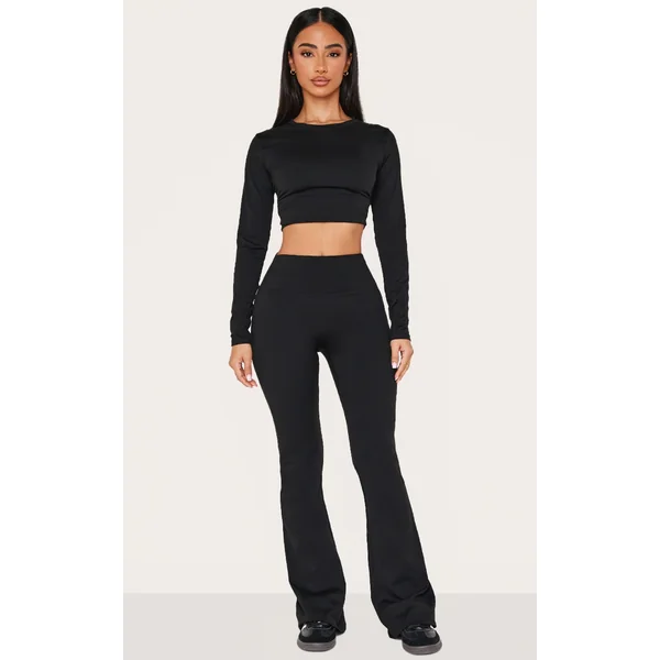 Petite Black Sculpt High Waist Flared Yoga Pants